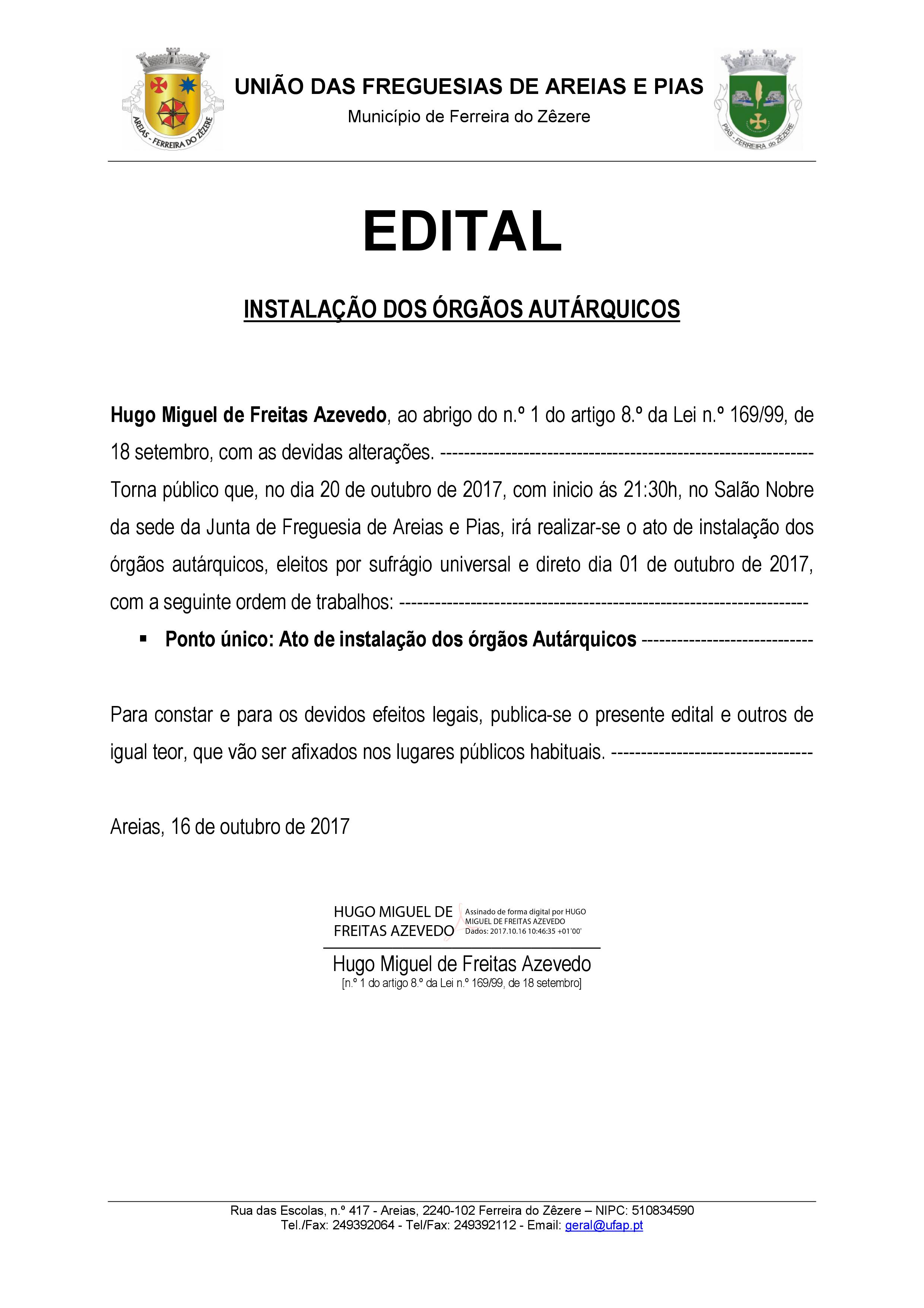 edital instalação orgãos autárquicos