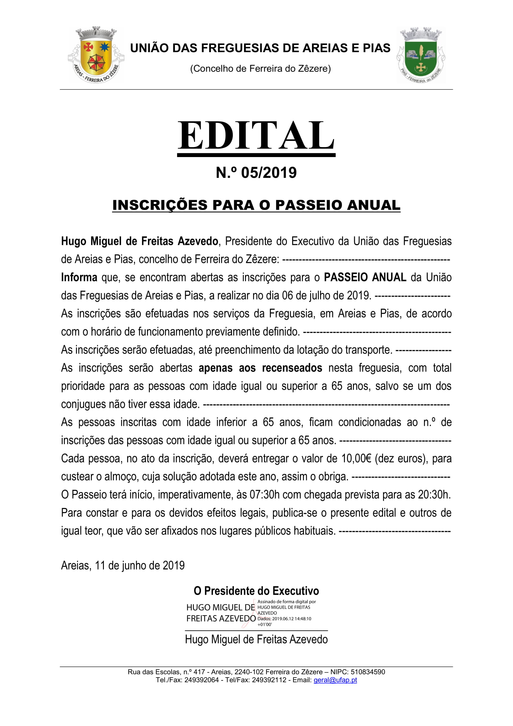 edital n.º 05 2019 passeio anual