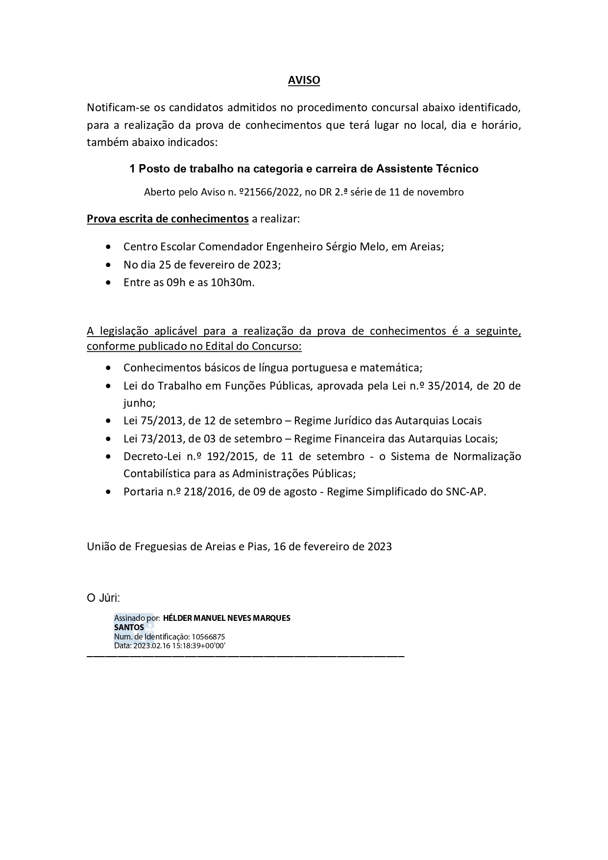 aviso marcacao provaat